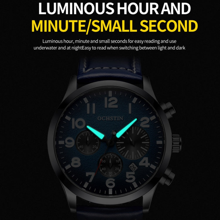 Orologio da uomo al quarzo luminoso impermeabile in pelle moda Ochstin 6042C