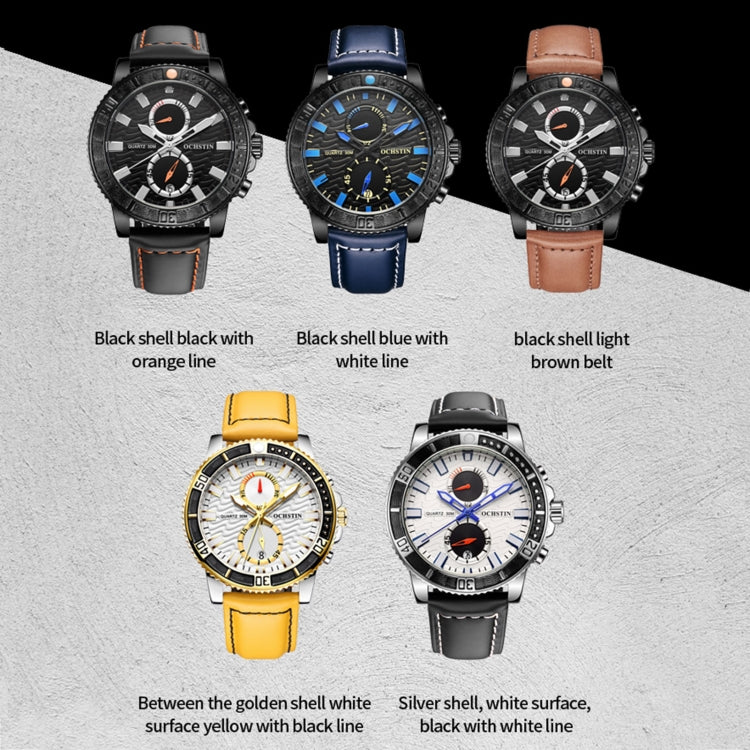 Orologio da uomo in vera pelle al quarzo luminoso multifunzionale Ochstin 6045A