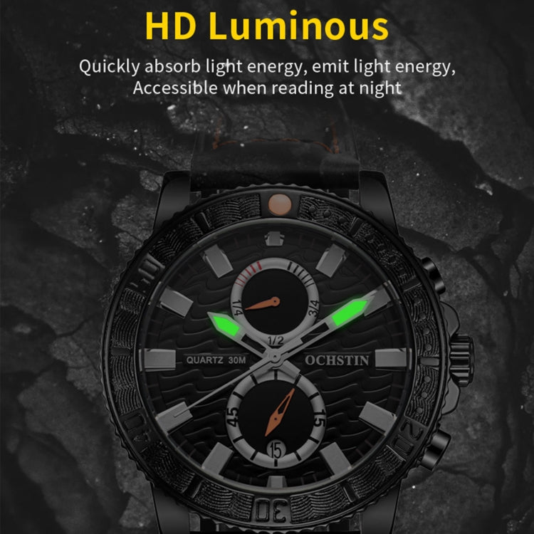 Orologio da uomo in vera pelle al quarzo luminoso multifunzionale Ochstin 6045A