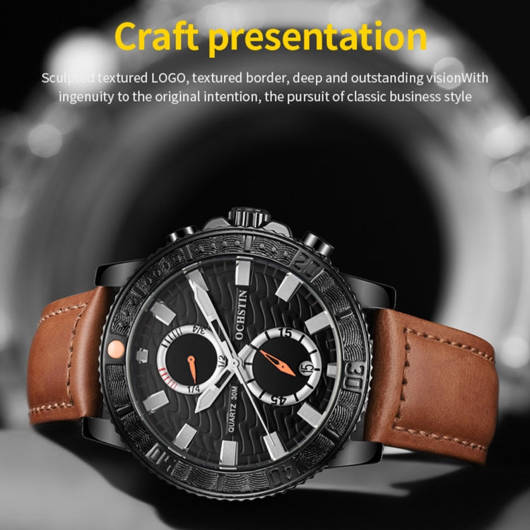 Orologio da uomo in vera pelle al quarzo luminoso multifunzionale Ochstin 6045A