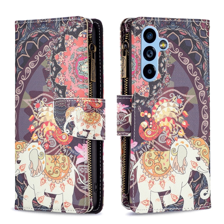 Custodia per telefono in pelle con cerniera con motivo a disegno colorato, For Samsung Galaxy A54 5G
