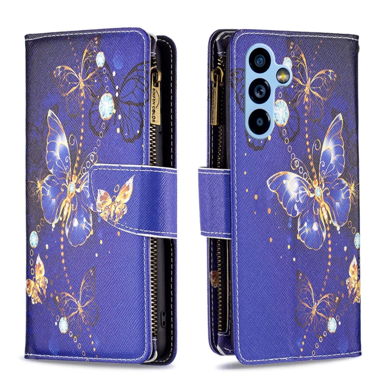 Custodia per telefono in pelle con cerniera con motivo a disegno colorato, For Samsung Galaxy A54 5G