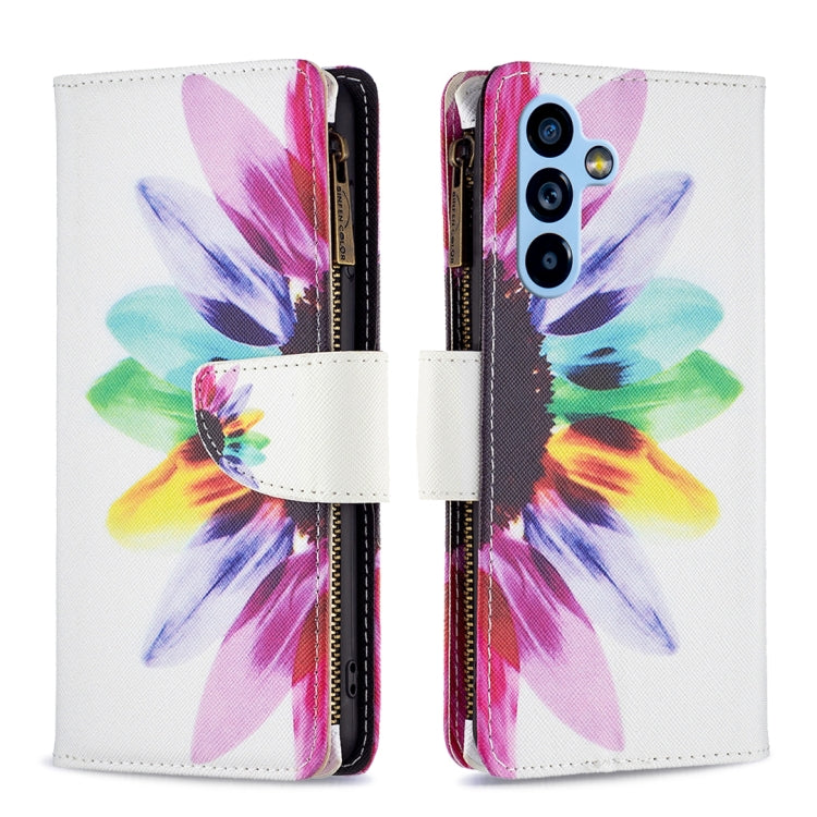 Custodia per telefono in pelle con cerniera con motivo a disegno colorato, For Samsung Galaxy A54 5G