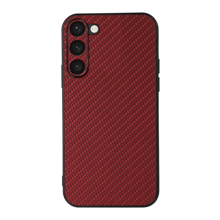 Custodia per telefono in PU con trama in fibra di carbonio con foro preciso, For Samsung Galaxy A14 5G, For Samsung Galaxy S23+ 5G, For Samsung Galaxy S23 Ultra 5G