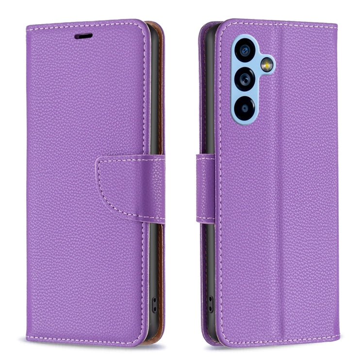 Custodia per telefono in pelle di colore puro con texture Litchi, For Samsung Galaxy A54 5G