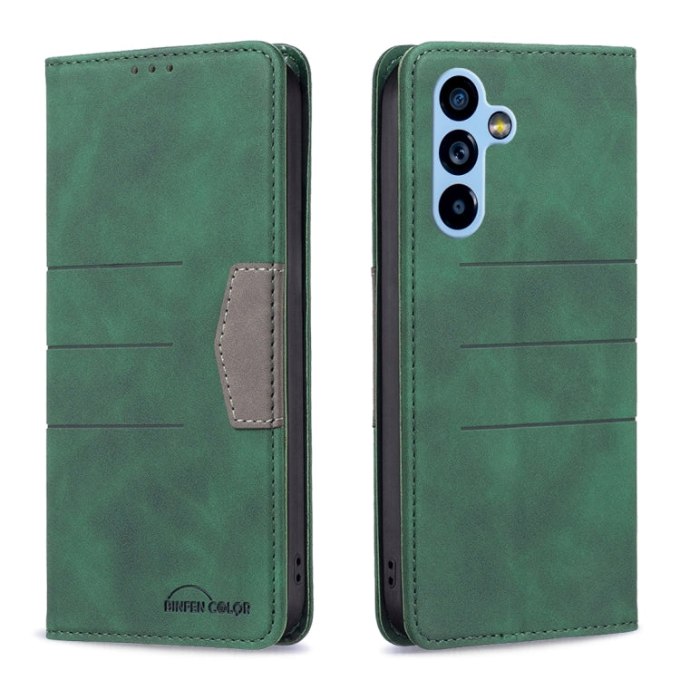 BF10 Custodia per telefono in pelle con vibrazione magnetica a blocchi di colore, For Samsung Galaxy A54 5G