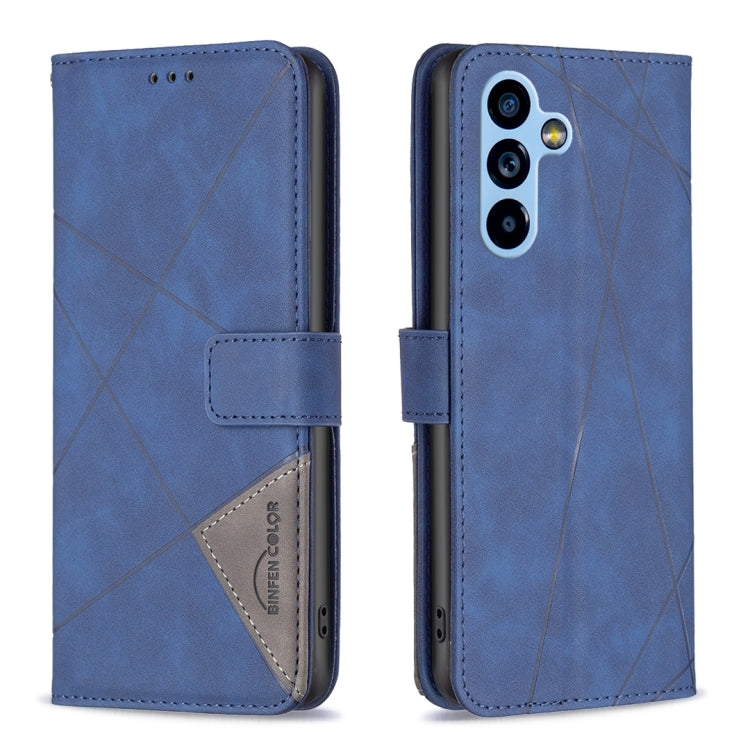 Custodia per telefono in pelle con struttura a rombo con fibbia magnetica, For Samsung Galaxy A54 5G