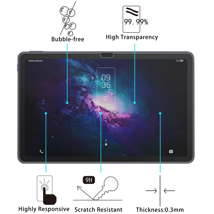 Pellicola in vetro temperato 9H 2.5D da 0,26 mm, For TCL 10 Tab Max 4G