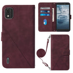 Custodia per cellulare in pelle con flip in rilievo 3D a tracolla, For Motorola Moto Edge 30 Pro / Edge+ 2022, For Nokia C2 2ND Edition, For Nokia C21, For Nokia C21 Plus