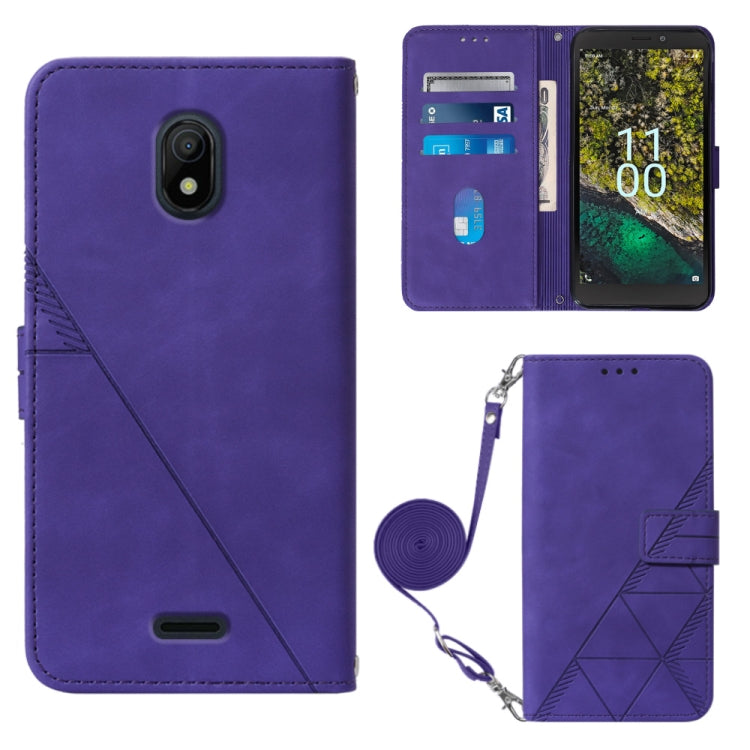 Custodia per cellulare in pelle con flip in rilievo 3D a tracolla, For Nokia C100, For Nokia C200, For Nokia G11 Plus, For Nokia G60 5G