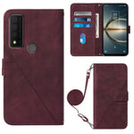 Custodia per cellulare in pelle con flip in rilievo 3D a tracolla, For TCL 30 V 5G T781S / 30XE 5G, For TCL 30Z T602DL, For TCL 303, TCL 305i With fingerprint