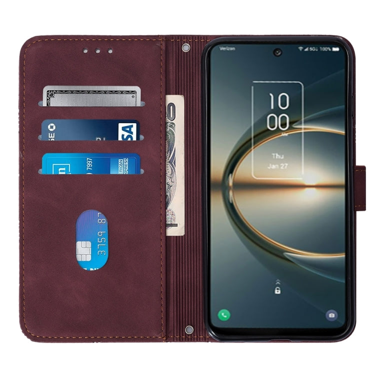 Custodia per cellulare in pelle con flip in rilievo 3D a tracolla, For TCL 30 V 5G T781S / 30XE 5G, For TCL 30Z T602DL, For TCL 303, TCL 305i With fingerprint
