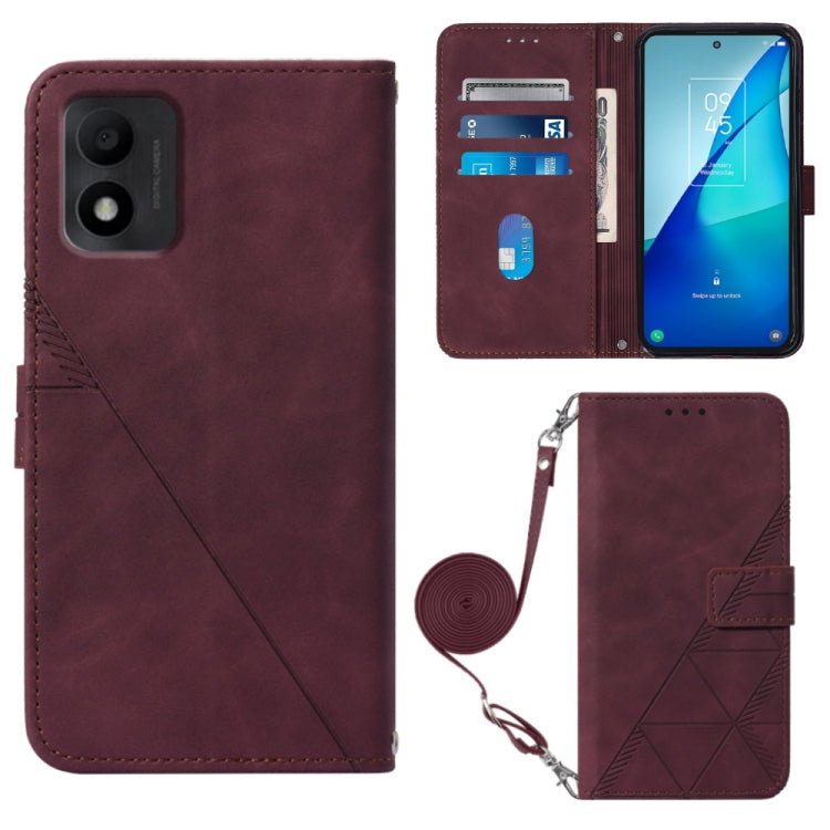 Custodia per cellulare in pelle con flip in rilievo 3D a tracolla, For TCL 30 V 5G T781S / 30XE 5G, For TCL 30Z T602DL, For TCL 303, TCL 305i With fingerprint