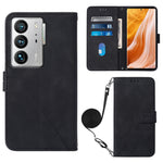 Custodia per cellulare in pelle con flip in rilievo 3D a tracolla, For ZTE Axon 40 Pro, For ZTE Axon 40 Ultra, For ZTE Consumer Cellular ZMAX 5G, For ZTE Nubia Z40S Pro