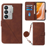 Custodia per cellulare in pelle con flip in rilievo 3D a tracolla, For ZTE Axon 40 Pro, For ZTE Axon 40 Ultra, For ZTE Consumer Cellular ZMAX 5G, For ZTE Nubia Z40S Pro