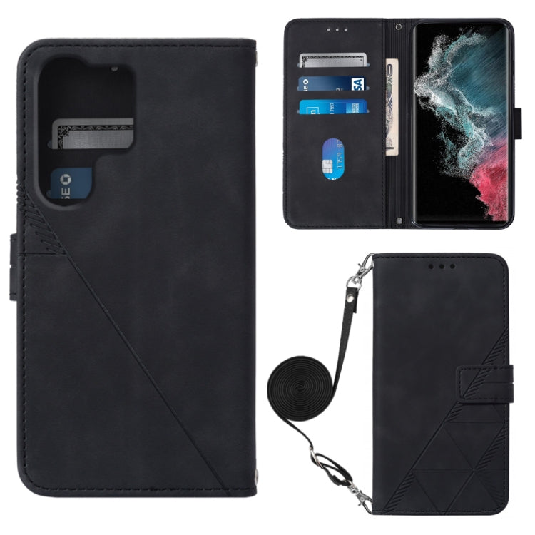 Custodia per cellulare in pelle con flip in rilievo 3D a tracolla, For Samsung Galaxy S23+ 5G, For Samsung Galaxy S23 Ultra 5G, For Sharp Aquos R7 / P7, For Sharp Aquos V6 Plus / V6