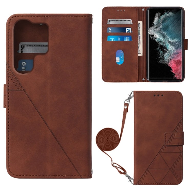 Custodia per cellulare in pelle con flip in rilievo 3D a tracolla, For Samsung Galaxy S23+ 5G, For Samsung Galaxy S23 Ultra 5G, For Sharp Aquos R7 / P7, For Sharp Aquos V6 Plus / V6