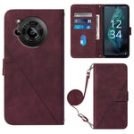 Custodia per cellulare in pelle con flip in rilievo 3D a tracolla, For Samsung Galaxy S23+ 5G, For Samsung Galaxy S23 Ultra 5G, For Sharp Aquos R7 / P7, For Sharp Aquos V6 Plus / V6