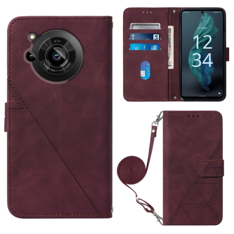 Custodia per cellulare in pelle con flip in rilievo 3D a tracolla, For Samsung Galaxy S23+ 5G, For Samsung Galaxy S23 Ultra 5G, For Sharp Aquos R7 / P7, For Sharp Aquos V6 Plus / V6