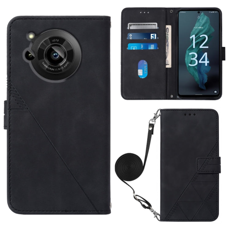 Custodia per cellulare in pelle con flip in rilievo 3D a tracolla, For Samsung Galaxy S23+ 5G, For Samsung Galaxy S23 Ultra 5G, For Sharp Aquos R7 / P7, For Sharp Aquos V6 Plus / V6
