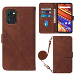 Custodia per cellulare in pelle con flip in rilievo 3D a tracolla, For UMIDIGI Power 7 / Power 7S