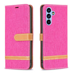 Custodia per telefono in pelle con texture denim a blocchi di colore, For Samsung Galaxy A54 5G