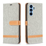 Custodia per telefono in pelle con texture denim a blocchi di colore, For Samsung Galaxy A54 5G