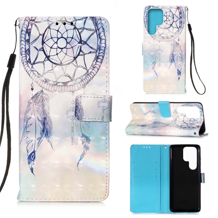 Custodia per telefono in pelle a vibrazione orizzontale con pittura 3D, For Samsung Galaxy S23 Ultra 5G