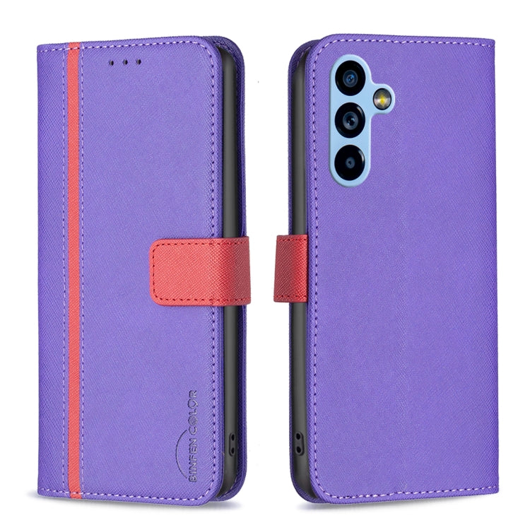 BF13 Custodia per telefono in pelle con trama incrociata abbinata al colore, For Samsung Galaxy A54 5G