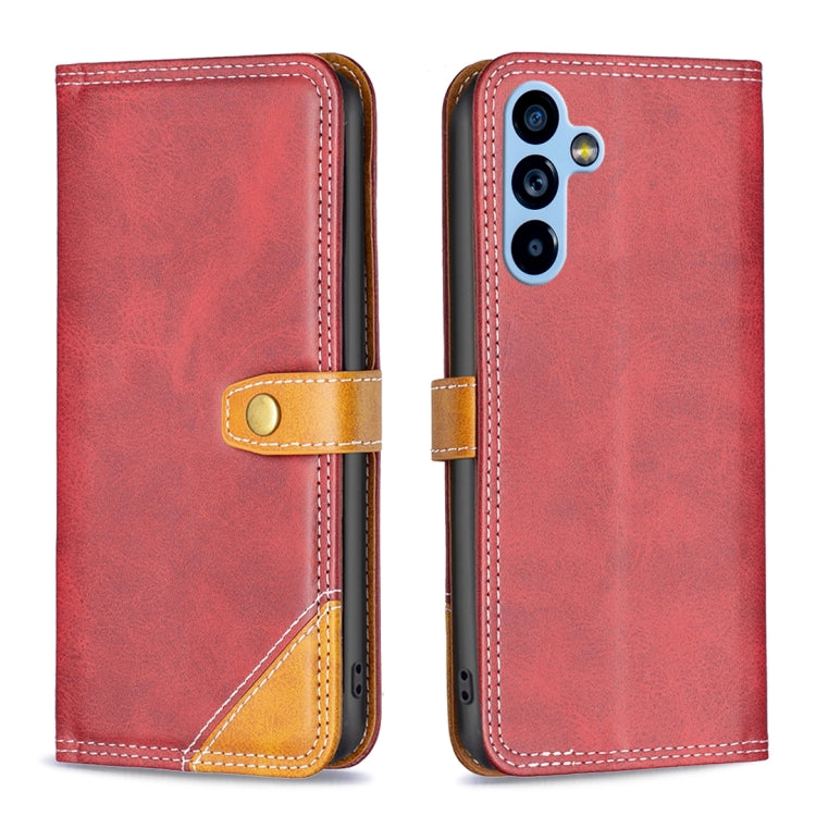 Custodia per telefono in pelle con doppio filo per cucire abbinato, For Samsung Galaxy A54 5G