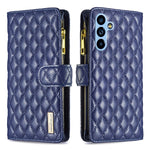 Custodia per cellulare a conchiglia in pelle con portafoglio con cerniera Diamond Lattice, For Samsung Galaxy A54 5G
