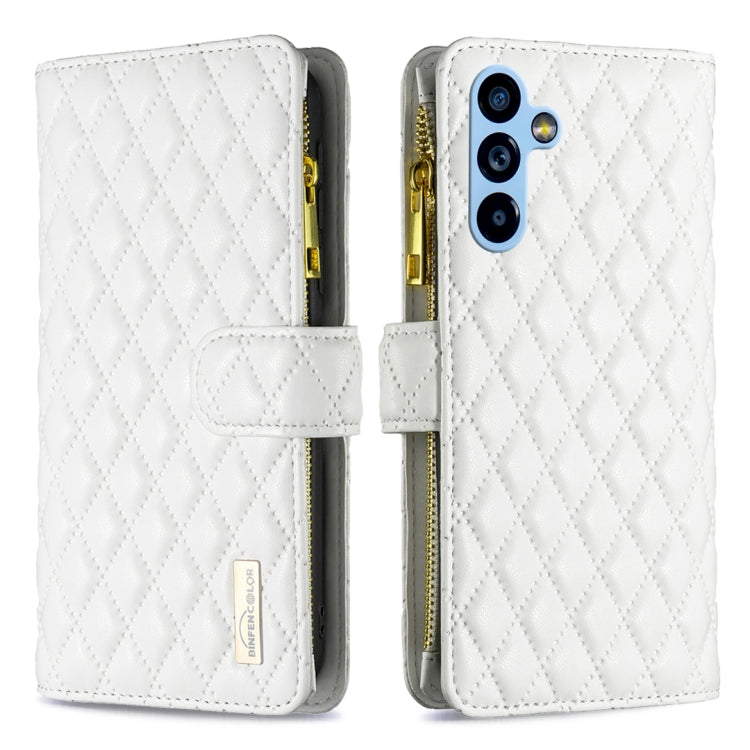 Custodia per cellulare a conchiglia in pelle con portafoglio con cerniera Diamond Lattice, For Samsung Galaxy A54 5G