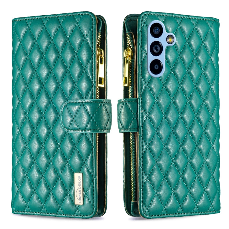 Custodia per cellulare a conchiglia in pelle con portafoglio con cerniera Diamond Lattice, For Samsung Galaxy A54 5G