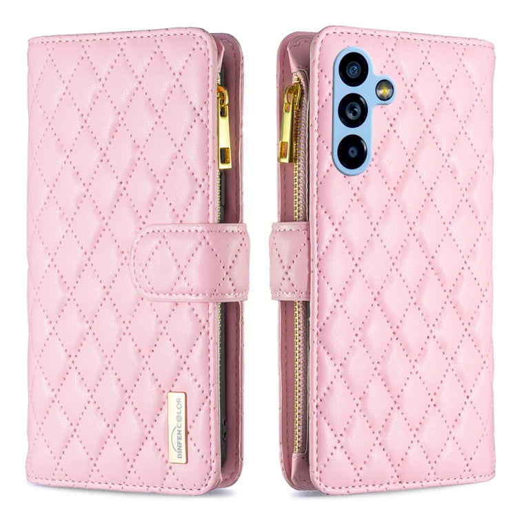 Custodia per cellulare a conchiglia in pelle con portafoglio con cerniera Diamond Lattice, For Samsung Galaxy A54 5G