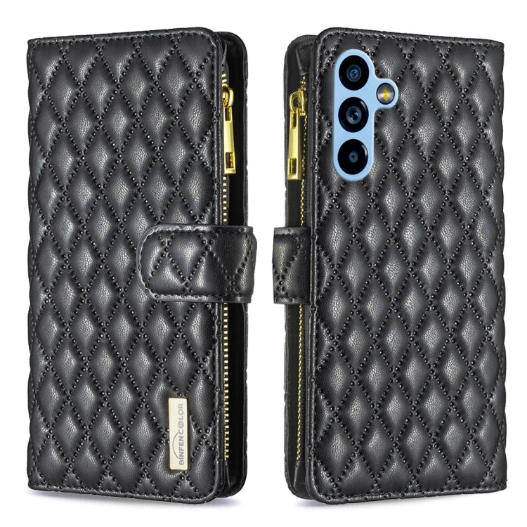 Custodia per cellulare a conchiglia in pelle con portafoglio con cerniera Diamond Lattice, For Samsung Galaxy A54 5G