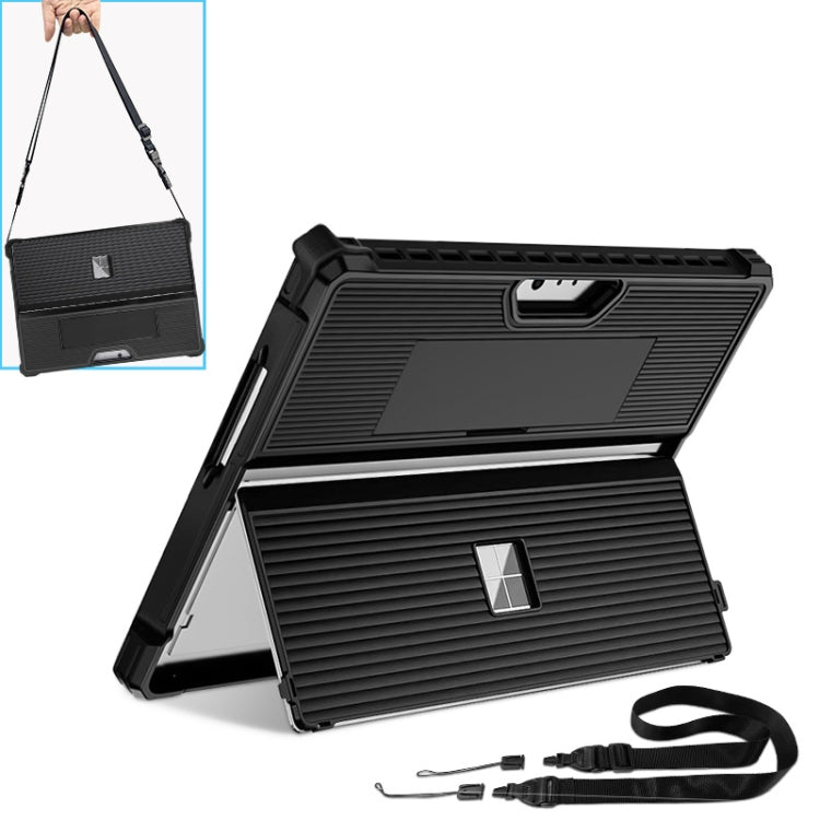Custodia per tablet vuota a strisce con coperchio del supporto e tracolla, For Microsoft Surface Pro 8, For Microsoft Surface Pro 9