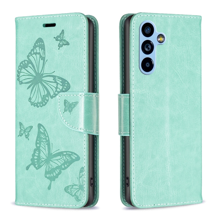 Custodia in pelle con motivo a due farfalle in rilievo, For Samsung Galaxy A54 5G