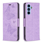 Custodia in pelle con motivo a due farfalle in rilievo, For Samsung Galaxy A54 5G