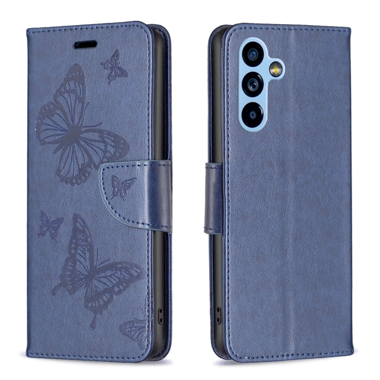 Custodia in pelle con motivo a due farfalle in rilievo, For Samsung Galaxy A54 5G