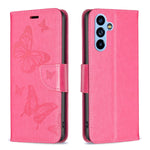 Custodia in pelle con motivo a due farfalle in rilievo, For Samsung Galaxy A54 5G
