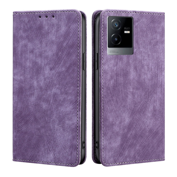 Custodia per telefono in pelle magnetica con spazzola antifurto RFID, For vivo iQOO Neo7, For Realme 9i 5G Global/10 5G, For vivo T2x 5G/Y73t/iQOO Z6x, For Huawei nova Y61