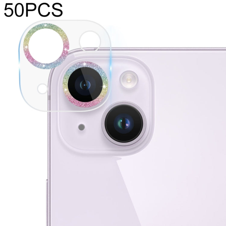 Pellicola per fotocamera posteriore in vetro temperato con glitter CD da 50 pezzi, For iPhone 14 / 14 Plus (50 PCS), For iPhone 14 Pro Max / 14 Pro (50 PCS)