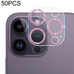 Pellicola per fotocamera posteriore in vetro temperato con glitter CD da 50 pezzi, For iPhone 14 / 14 Plus (50 PCS), For iPhone 14 Pro Max / 14 Pro (50 PCS)
