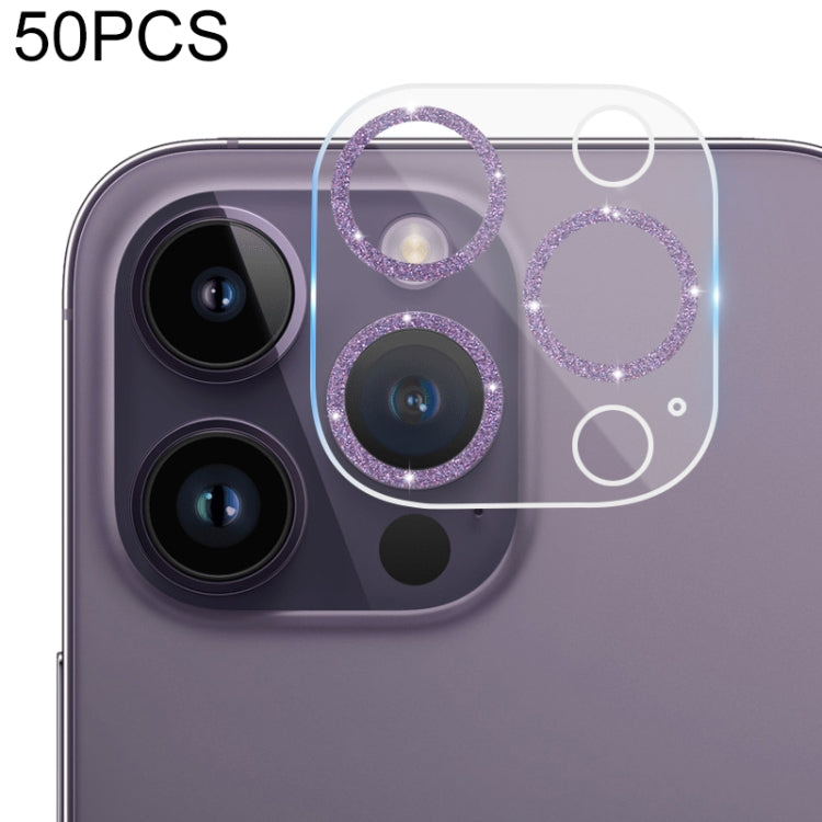 Pellicola per fotocamera posteriore in vetro temperato con glitter CD da 50 pezzi, For iPhone 14 / 14 Plus (50 PCS), For iPhone 14 Pro Max / 14 Pro (50 PCS)