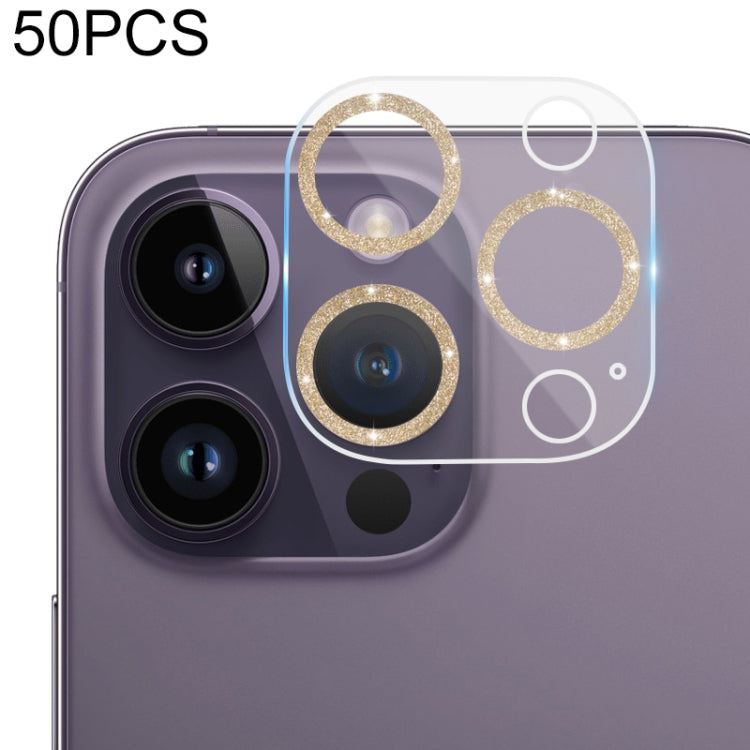Pellicola per fotocamera posteriore in vetro temperato con glitter CD da 50 pezzi, For iPhone 14 / 14 Plus (50 PCS), For iPhone 14 Pro Max / 14 Pro (50 PCS)
