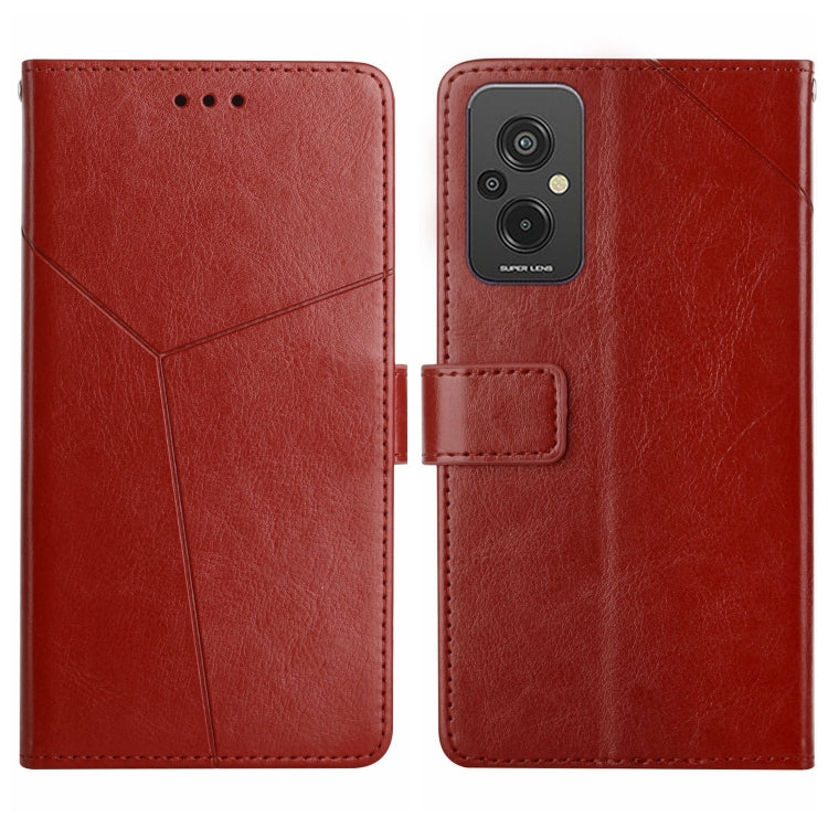 HT01 Cassa del telefono di cuoio di vibrazione del modello a forma di Y, For Xiaomi Redmi 11 Prime 4G, For Xiaomi Redmi 11 Prime 5G, For Xiaomi Redmi Note 12 China, For Xiaomi Redmi Note 12 Pro 5G China