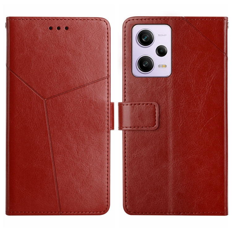HT01 Cassa del telefono di cuoio di vibrazione del modello a forma di Y, For Xiaomi Redmi 11 Prime 4G, For Xiaomi Redmi 11 Prime 5G, For Xiaomi Redmi Note 12 China, For Xiaomi Redmi Note 12 Pro 5G China
