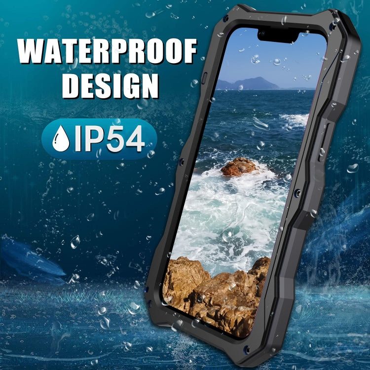 Custodia per telefono in metallo Tri-poof Camshield con supporto, For iPhone 14, For iPhone 14 Plus, For iPhone 14 Pro, For iPhone 14 Pro Max