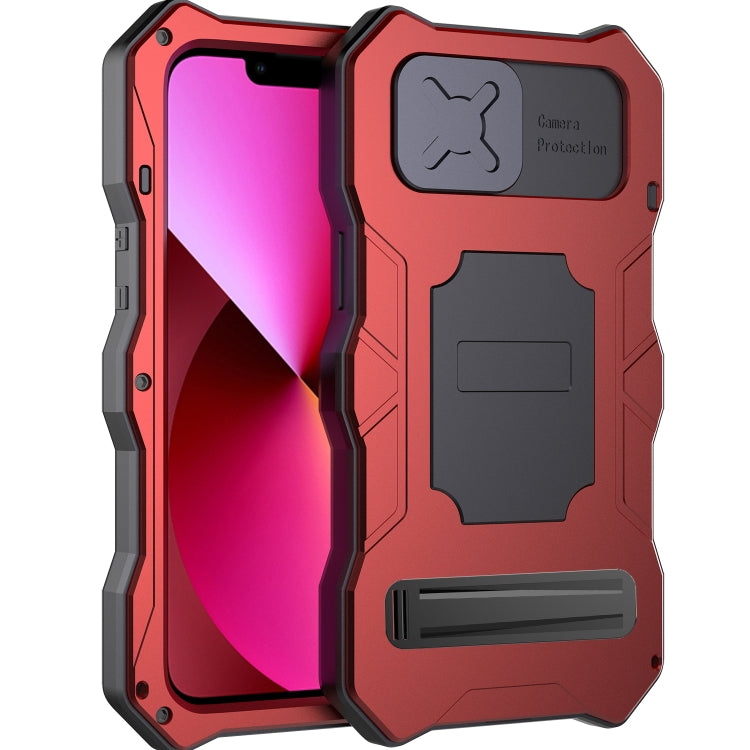 Custodia per telefono in metallo Tri-poof Camshield con supporto, For iPhone 14, For iPhone 14 Plus, For iPhone 14 Pro, For iPhone 14 Pro Max
