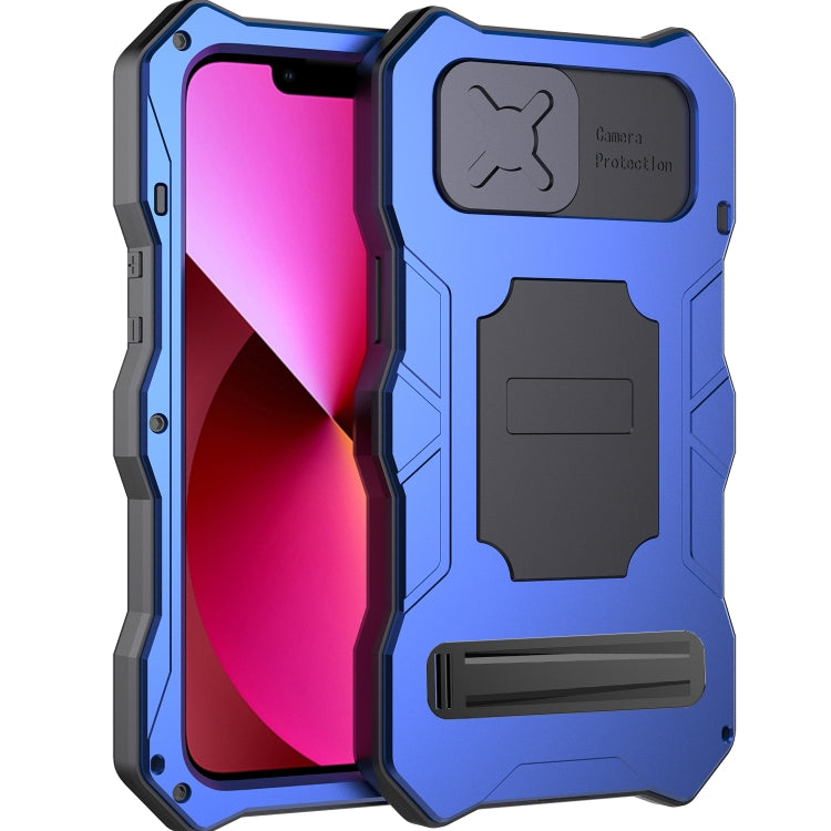 Custodia per telefono in metallo Tri-poof Camshield con supporto, For iPhone 14, For iPhone 14 Plus, For iPhone 14 Pro, For iPhone 14 Pro Max